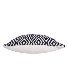 Handwoven Black & White Diamond Pattern Cotton Cushion Cover | Geometric Boho Throw Pillow Cover | 45x45 cm