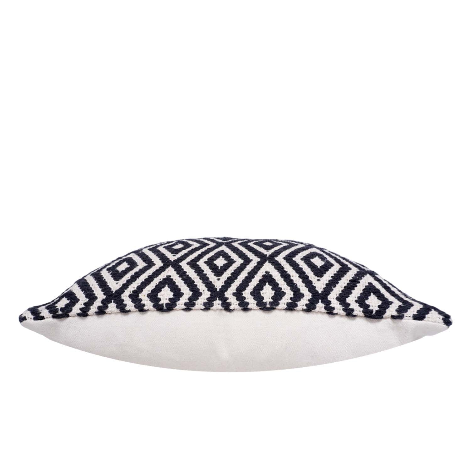 Handwoven Black & White Diamond Pattern Cotton Cushion Cover | Geometric Boho Throw Pillow Cover | 45x45 cm