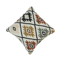 Handmade Cotton Kilim Cushion Cover 45x45 cm | Geometric Tribal Pattern | Boho Decorative Pillow Cover