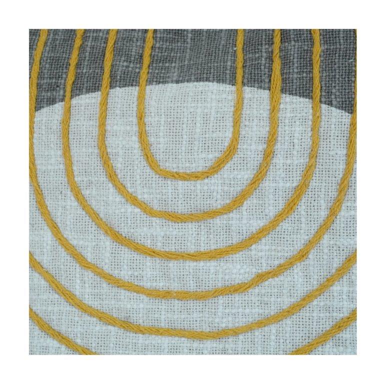 Abstract Arc Embroidered Cotton Cushion Cover – Modern Geometric Threadwork Pillow Cover (18x18 Inch)