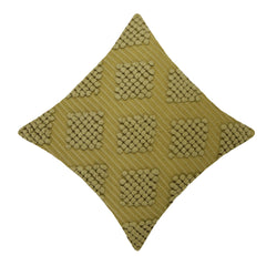 Handwoven Chindi Cushion Cover 45x45 cm – Textured Floral Design, Beige & Olive Green