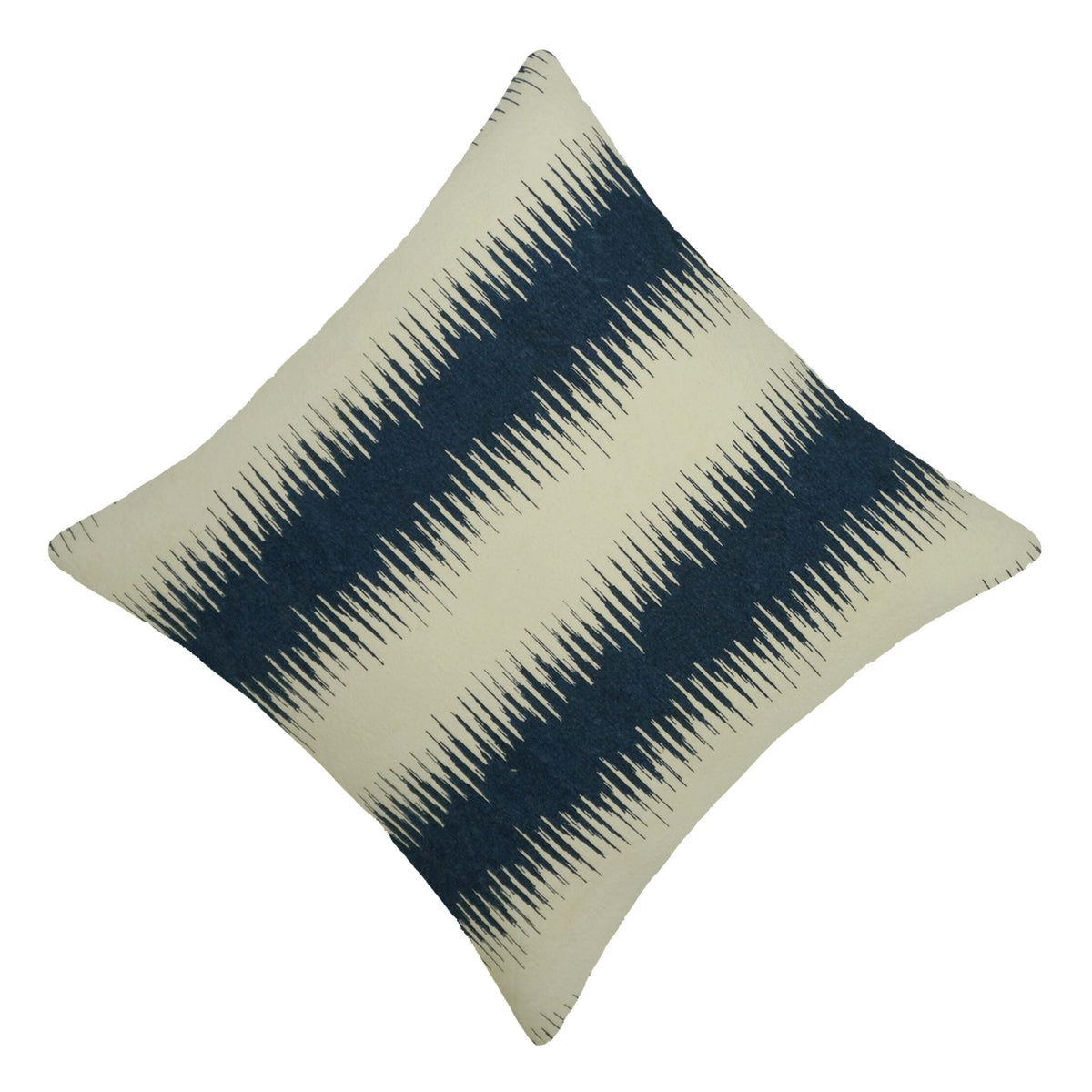 Printed Cotton Cushion Cover 45x45 cm | Modern Abstract Stripe Design | Soft Decorative Throw Pillow Cover with Concealed Zipper | 100% Cotton | Navy Blue & Ivory