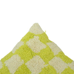 Tufted Checkerboard Cotton Cushion Cover – Lime Green & Ivory | 45x45 cm