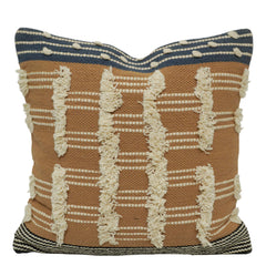 Handwoven Cotton Cushion Cover 45x45 cm | Textured Tufted Boho Throw Pillow Cover | Woven Decorative Cushion Cover with Hidden Zipper