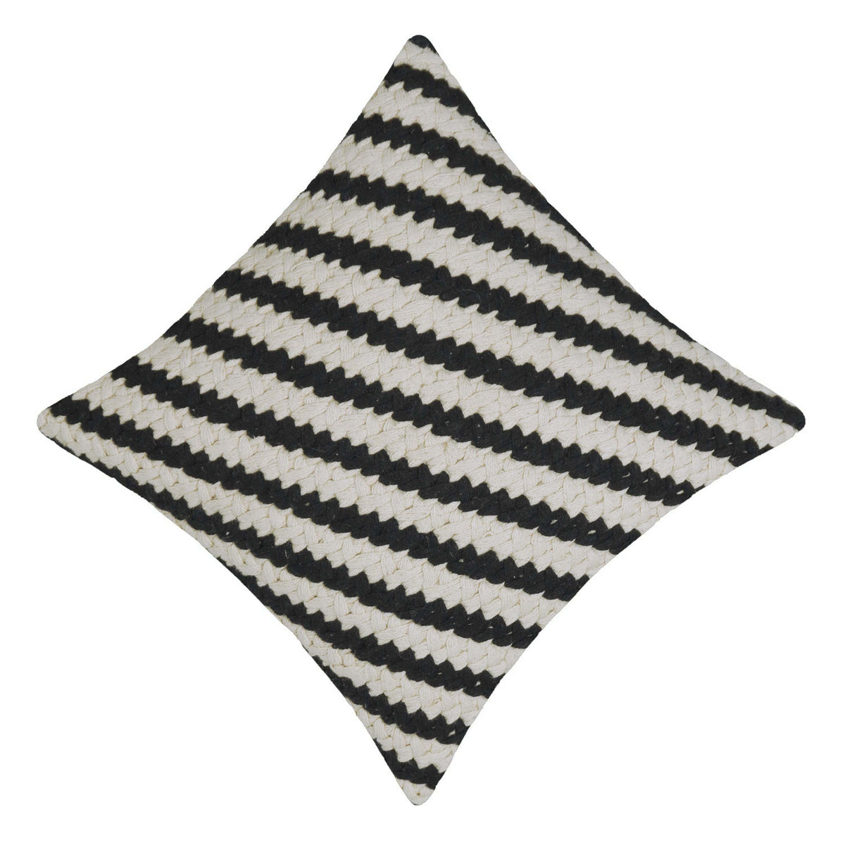 Handwoven Cotton Cushion Cover – Black & Off-White Striped Design, 45 x 45 cm
