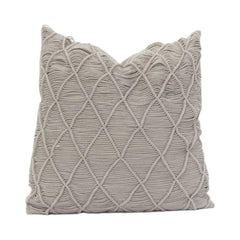 Handcrafted Cotton Macramé Cushion Cover | Geometric Textured Throw Pillow | Neutral Boho Home Décor | 18x18 Inch