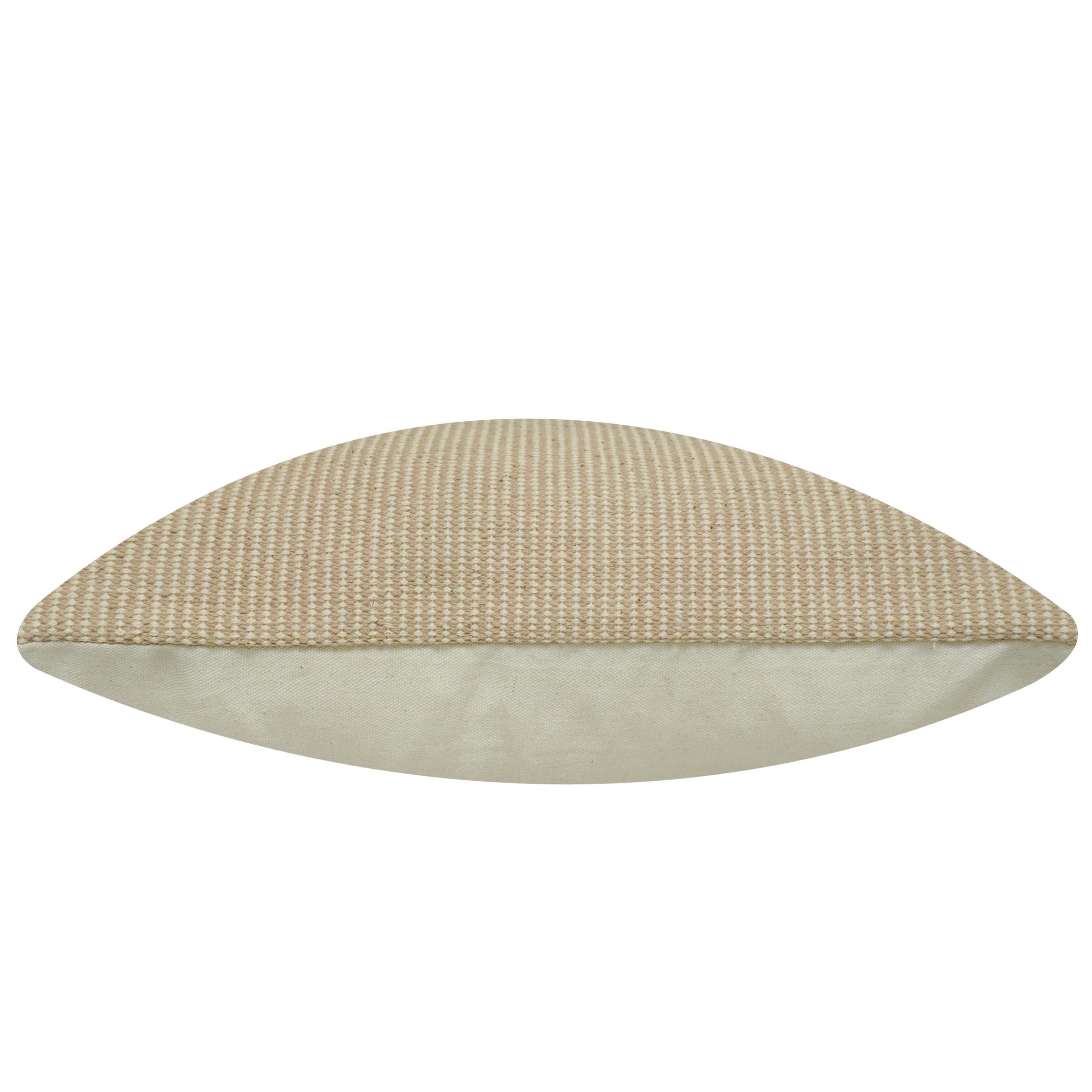 Handwoven Cotton Cushion Cover 45x45 cm | Natural Beige Color Block Woven Cushion Cover | Modern Minimalist Decorative Pillow Cover with Concealed Zipper | 18 x 18 Inch