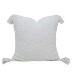 Handwoven Ivory Textured Cushion Cover with Tassel Corners – 45 x 45 cm