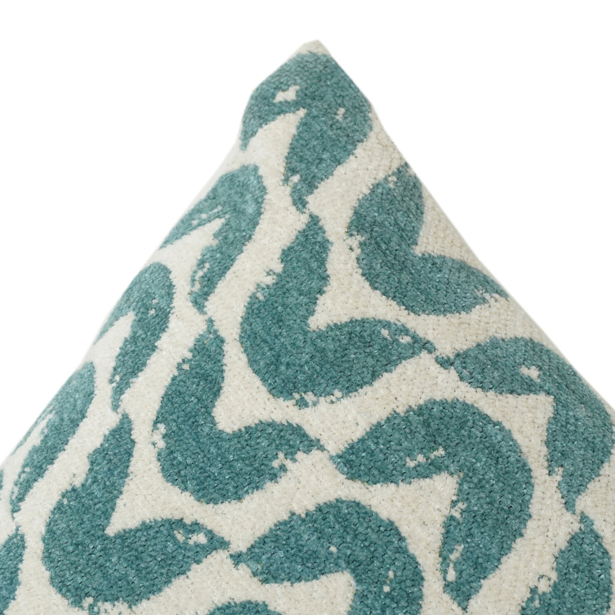 Teal Abstract Wave Embroidered Cotton Cushion Cover | Modern Textured Throw Pillow Cover 18x18 Inch - Bulk manufacturer & supplier from Panipat, India