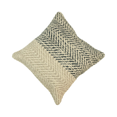 Handwoven Chevron Cotton Cushion Cover 45x45 cm | Black & Natural Textured Pillow Cover | Artisan Woven Décor