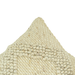 Handwoven Textured Cotton Cushion Cover 45x45 cm | Geometric Boho Throw Pillow Cover | Cream Decorative Cushion
