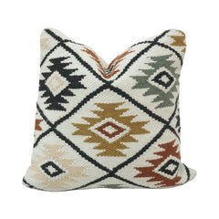 Handmade Cotton Kilim Cushion Cover 45x45 cm | Geometric Tribal Pattern | Boho Decorative Pillow Cover