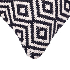 Handwoven Black & White Diamond Pattern Cotton Cushion Cover | Geometric Boho Throw Pillow Cover | 45x45 cm