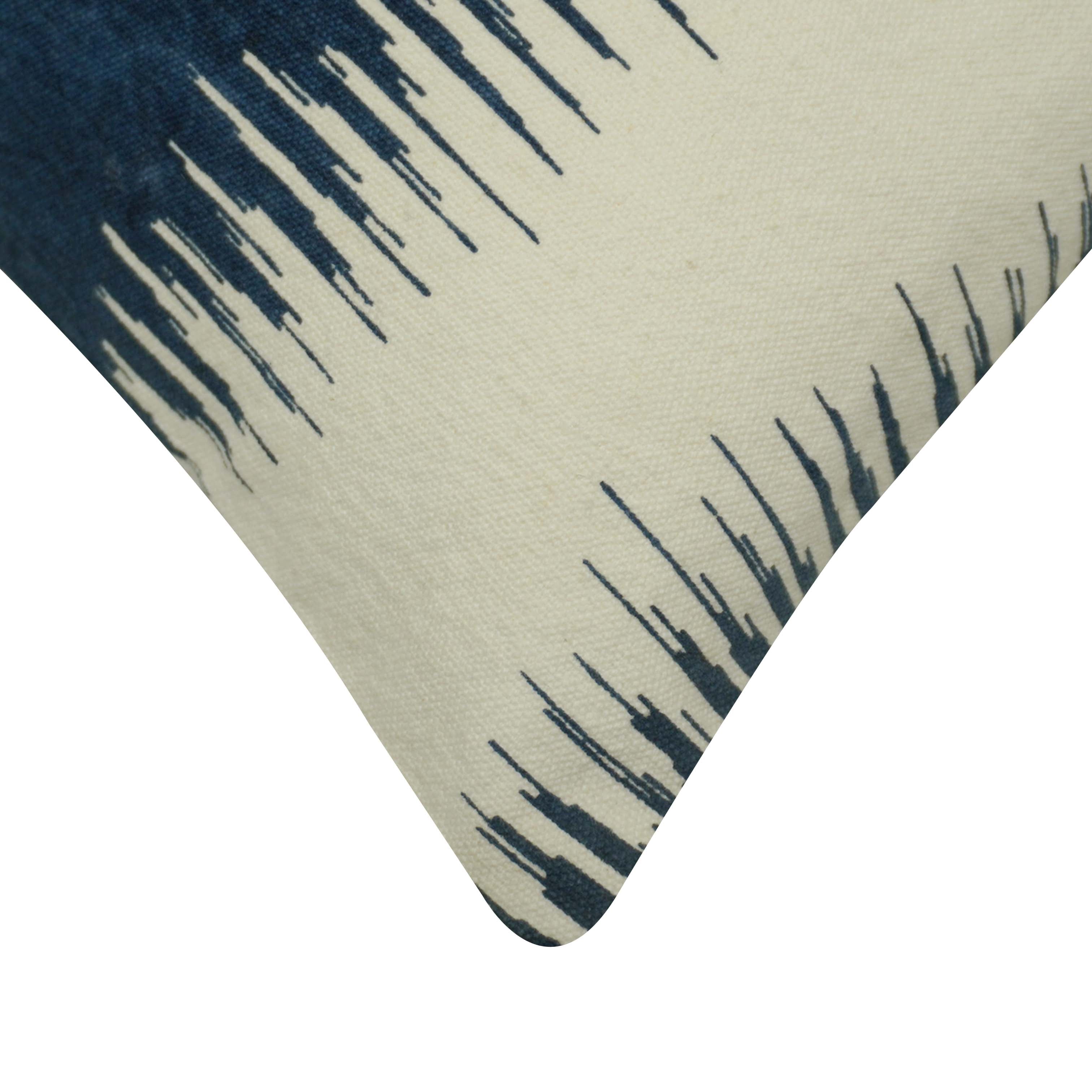 Printed Cotton Cushion Cover 45x45 cm | Modern Abstract Stripe Design | Soft Decorative Throw Pillow Cover with Concealed Zipper | 100% Cotton | Navy Blue & Ivory