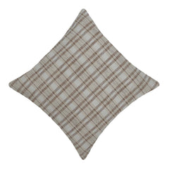 Handwoven Cotton Plaid Cushion Cover 45x45 cm | Beige & Ivory Check Pattern | Woven Decorative Throw Pillow Cover with Concealed Zip