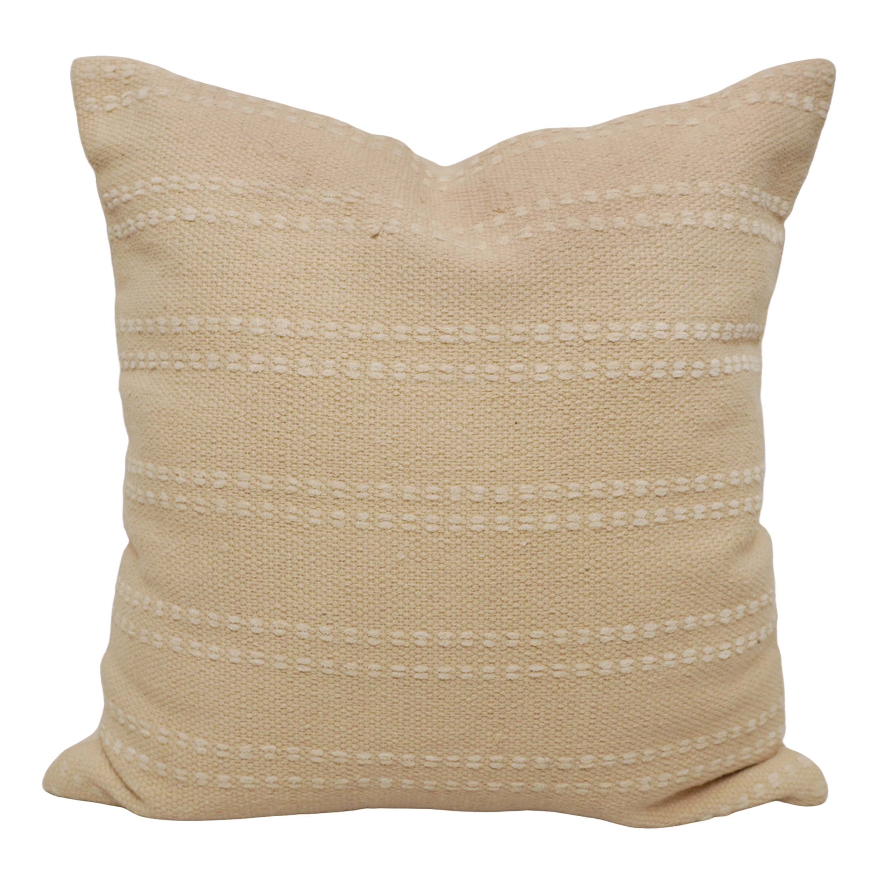 Handwoven Cotton Cushion Cover 45x45 cm | Textured Woven Throw Pillow Cover | Natural Cream Decorative Cushion Cover