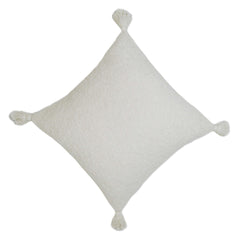 Handwoven Ivory Textured Cushion Cover with Tassel Corners – 45 x 45 cm