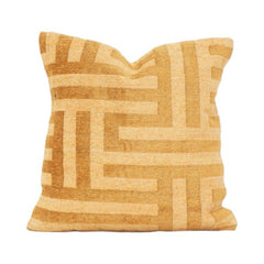 Geometric Jacquard Cotton Cushion Cover 45x45 cm | Textured Mustard Abstract Pattern | Modern Decorative Pillow Case