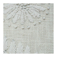 Ivory Floral Embroidered Cotton Cushion Cover | Textured Neutral Throw Pillow Cover | 18x18 Inch Decorative Cushion