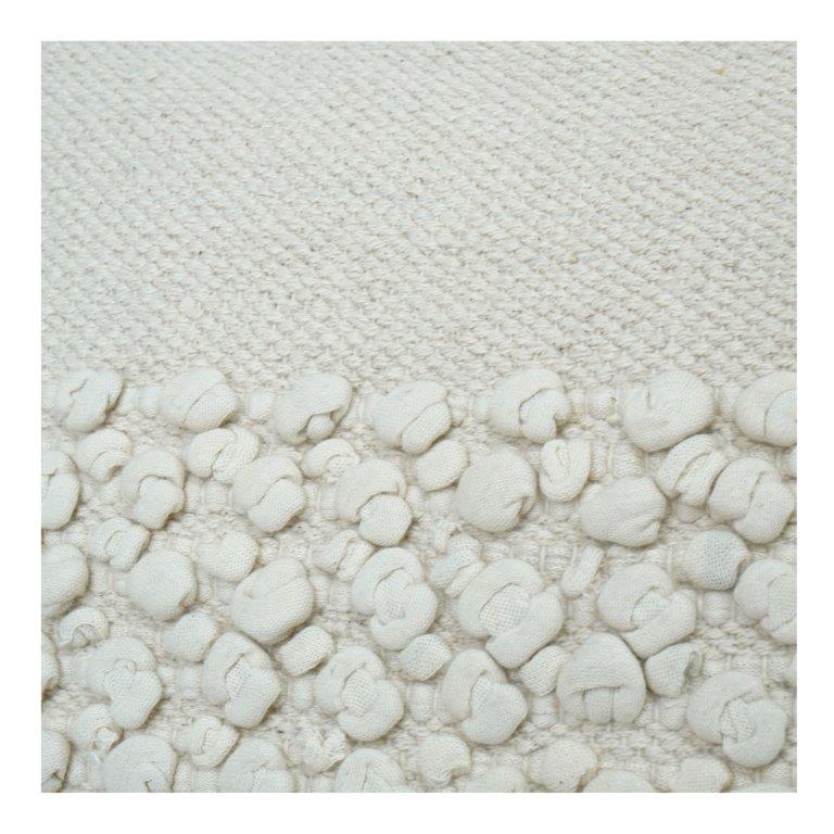 Handmade Textured Cotton Cushion Cover 45x45 cm | Neutral Boho Throw Pillow Case with Tufted Center Panel