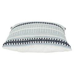 Handwoven Striped Embroidered Cotton Cushion Cover | Textured Boho Geometric Design | 18x18 Inch