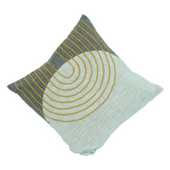 Abstract Arc Embroidered Cotton Cushion Cover – Modern Geometric Threadwork Pillow Cover (18x18 Inch)