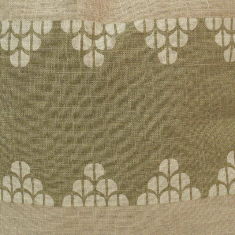 Sage Green Printed Cotton Cushion Cover | Geometric Floral Design | 45x45 cm