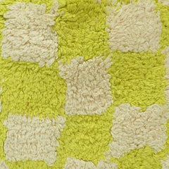 Tufted Checkerboard Cotton Cushion Cover – Lime Green & Ivory | 45x45 cm