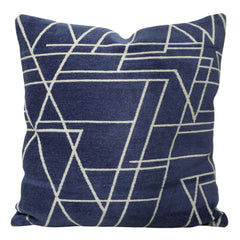 Modern Geometric Jacquard Cushion Cover 45x45 cm | 100% Cotton Decorative Throw Pillow Cover | Navy Blue & Ivory | Hidden Zipper | Sofa, Bed & Living Room Décor