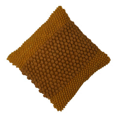 Handwoven Bobble Textured Polyester Cushion Cover 45x45 cm | Mustard Brown Decorative Throw Pillow Cover | Modern Boho Home Décor