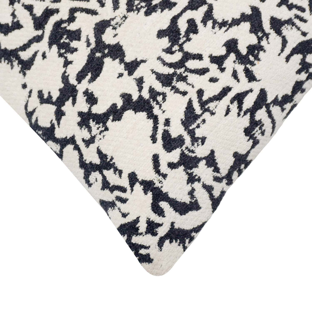 Black & Ivory Jacquard Cotton Cushion Cover 45x45 cm | Woven Floral Pattern | Decorative Throw Pillow Cover | Hidden Zipper | Modern Home Décor - Bulk manufacturer & supplier from Panipat, India