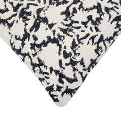 Black & Ivory Jacquard Cotton Cushion Cover 45x45 cm | Woven Floral Pattern | Decorative Throw Pillow Cover | Hidden Zipper | Modern Home Décor
