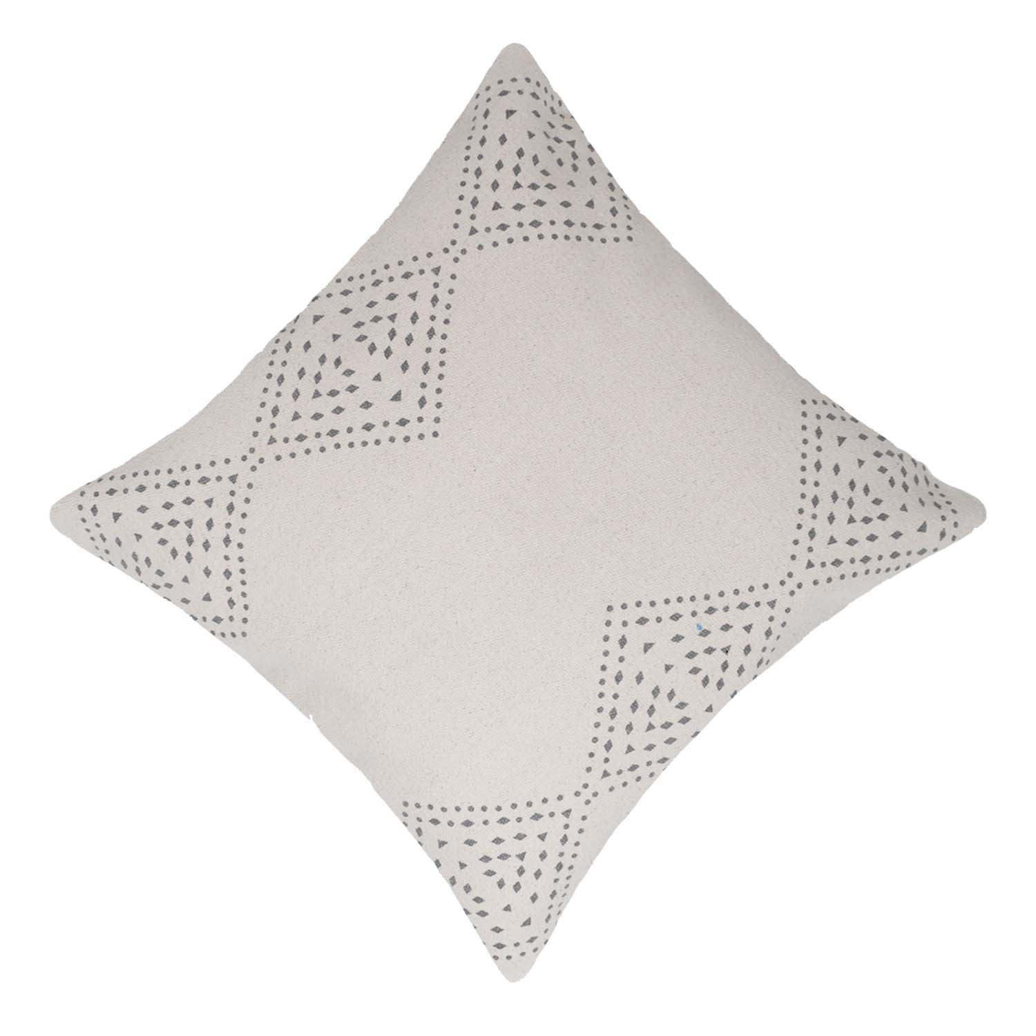 Printed Cotton Cushion Cover 45x45 cm | Geometric Border Print | Decorative Square Throw Pillow Cover | Hidden Zipper | Modern Boho Home Décor