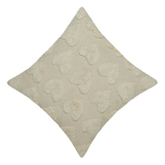 Hand Tufted Heart Cotton Cushion Cover 45x45 cm | Ivory Textured Decorative Throw Pillow Cover | Soft Boho Farmhouse Home Décor | Hidden Zipper