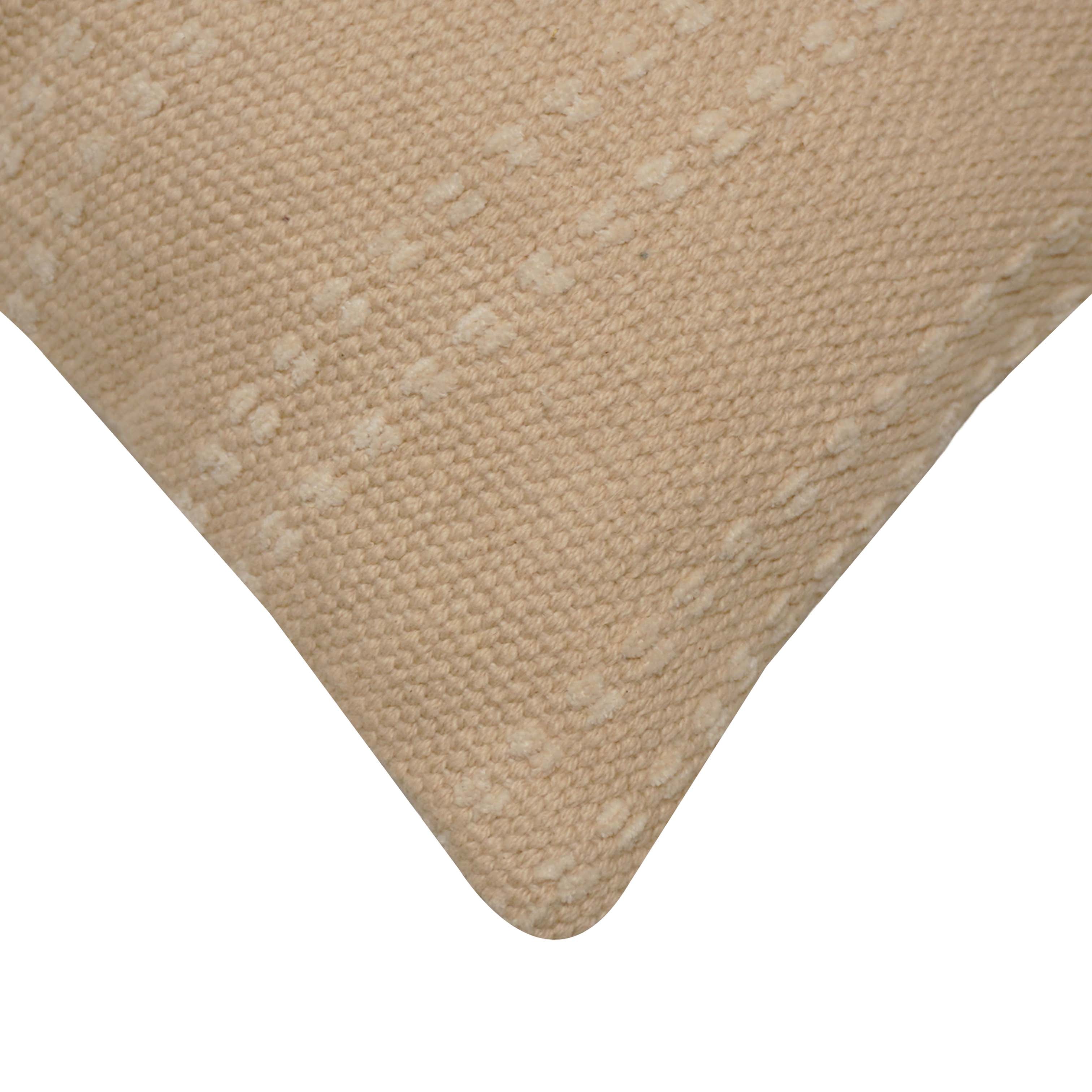 Handwoven Cotton Cushion Cover 45x45 cm | Textured Woven Throw Pillow Cover | Natural Cream Decorative Cushion Cover