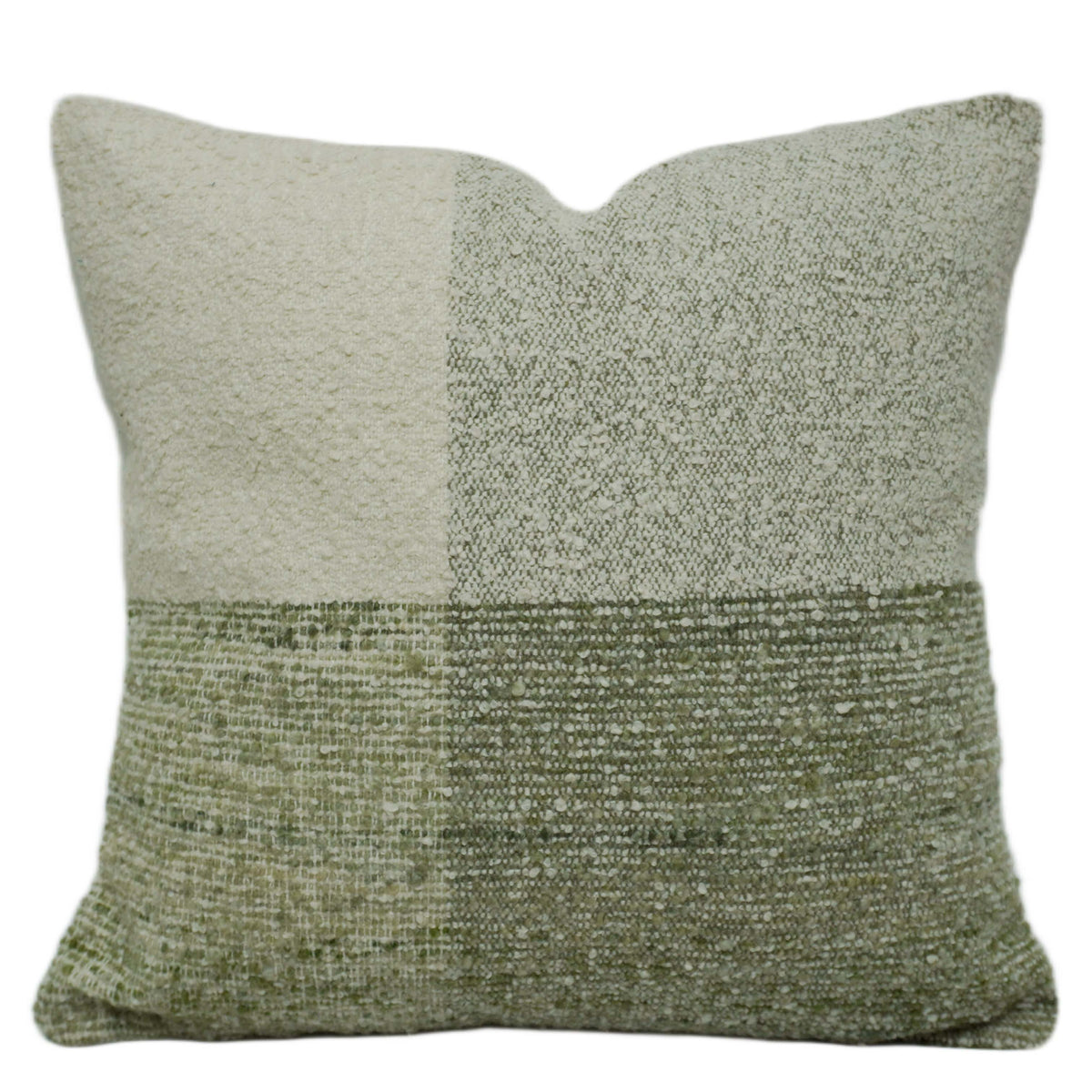Handwoven Sage Green & Ivory Textured Cushion Cover – 45 x 45 cm