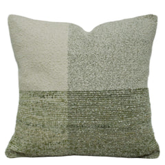Handwoven Sage Green & Ivory Textured Cushion Cover – 45 x 45 cm