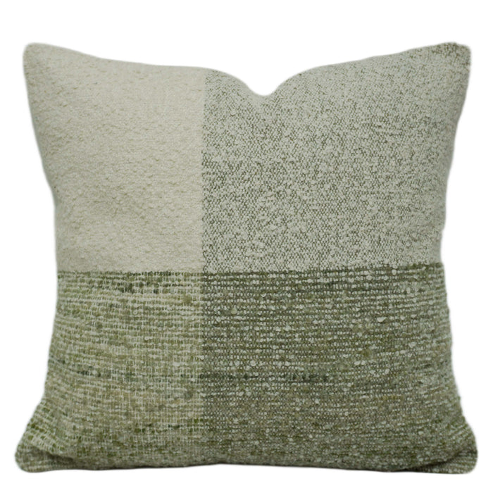Handwoven Sage Green & Ivory Textured Cushion Cover – 45 x 45 cm