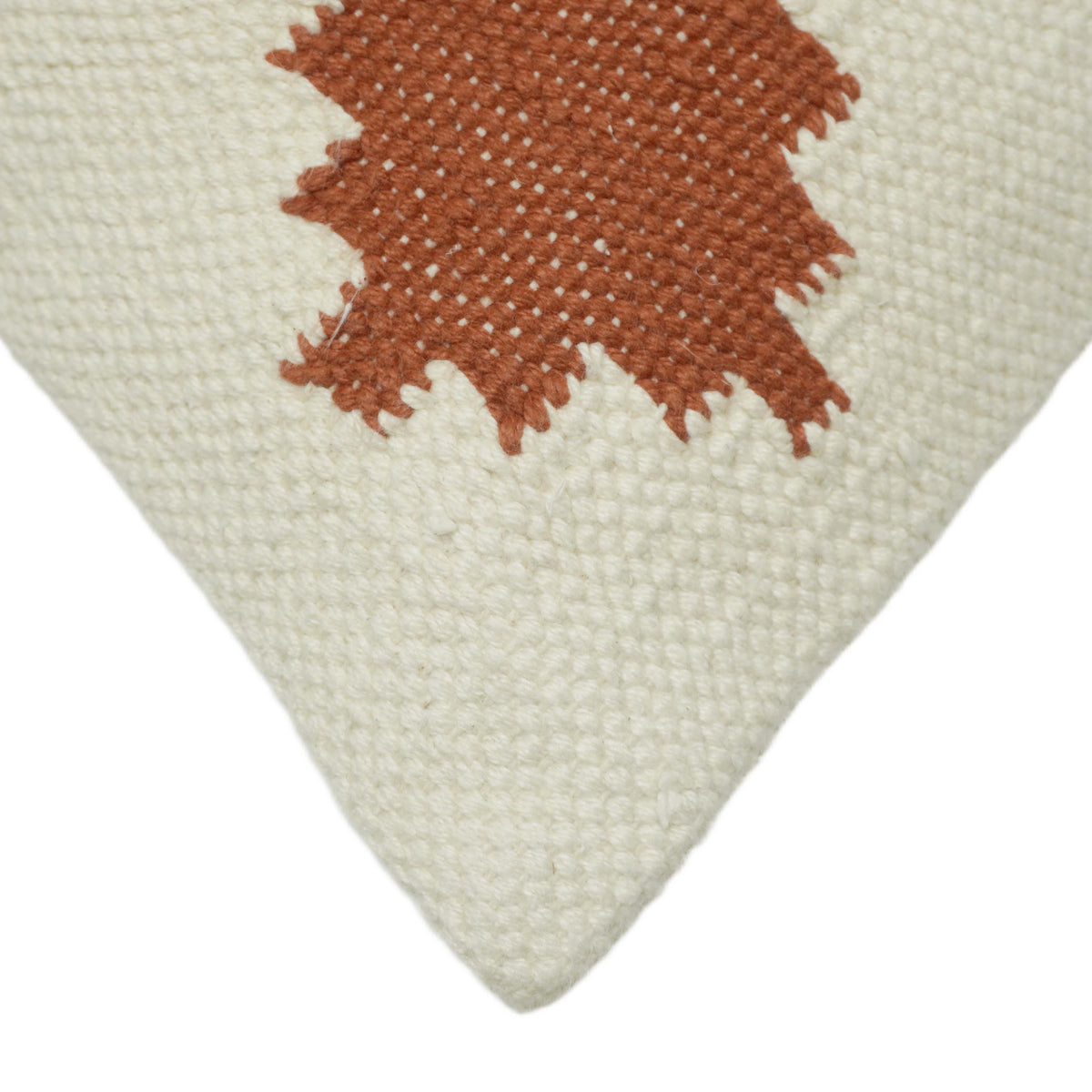 Handwoven Cotton Cushion Cover 45 x 45 cm – Rust, Cream & Black Geometric Pattern