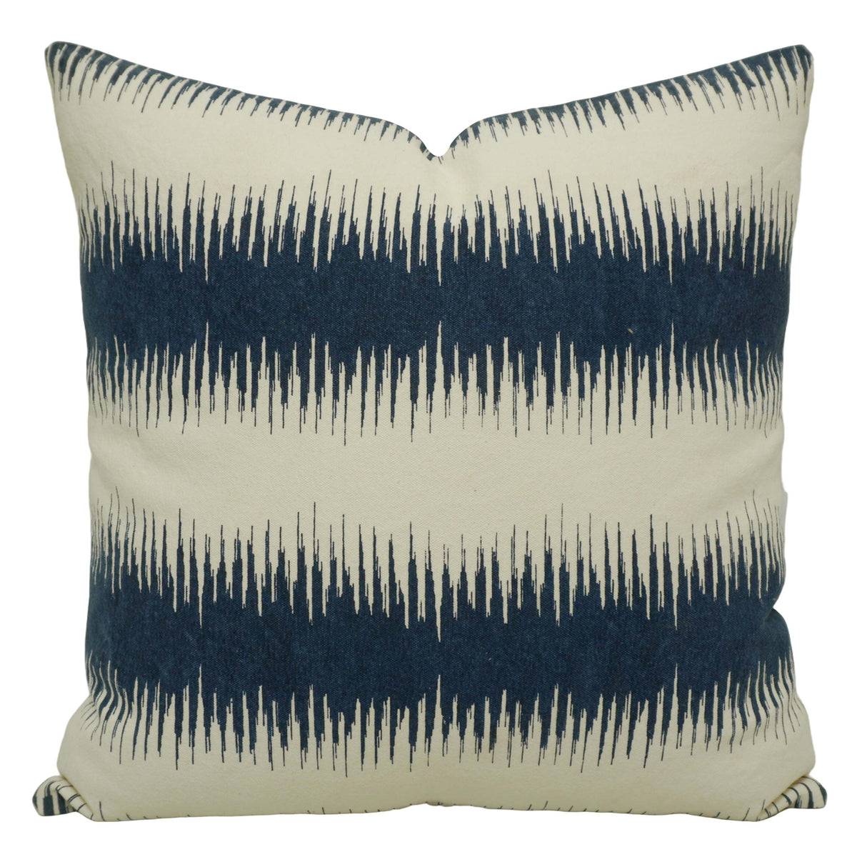 Printed Cotton Cushion Cover 45x45 cm | Modern Abstract Stripe Design | Soft Decorative Throw Pillow Cover with Concealed Zipper | 100% Cotton | Navy Blue & Ivory