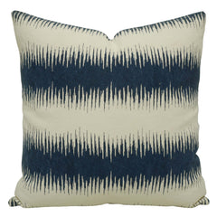 Printed Cotton Cushion Cover 45x45 cm | Modern Abstract Stripe Design | Soft Decorative Throw Pillow Cover with Concealed Zipper | 100% Cotton | Navy Blue & Ivory