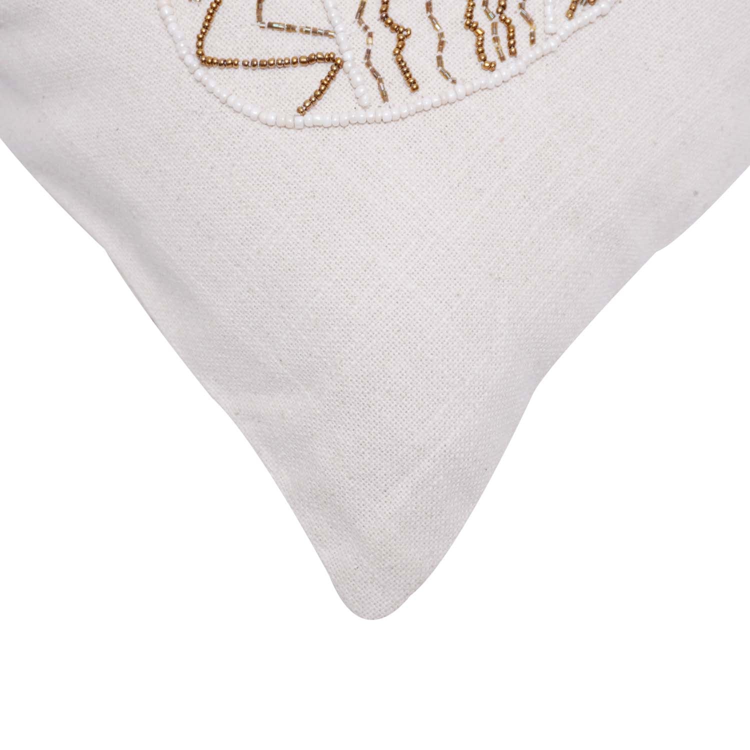 Hand Embroidered Butterfly Cotton Cushion Cover 45x45 cm | Beaded Decorative Throw Pillow Cover | Artisan Handmade Home Décor
