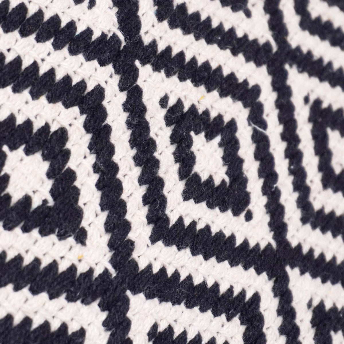 Handwoven Black & White Diamond Pattern Cotton Cushion Cover | Geometric Boho Throw Pillow Cover | 45x45 cm - Bulk manufacturer & supplier from Panipat, India