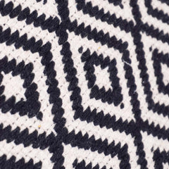 Handwoven Black & White Diamond Pattern Cotton Cushion Cover | Geometric Boho Throw Pillow Cover | 45x45 cm