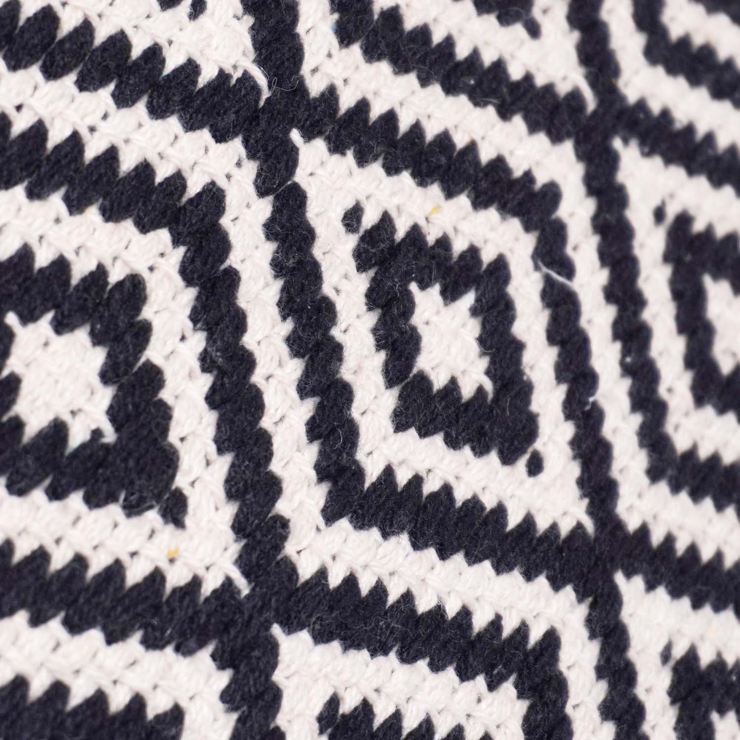 Handwoven Black & White Diamond Pattern Cotton Cushion Cover | Geometric Boho Throw Pillow Cover | 45x45 cm