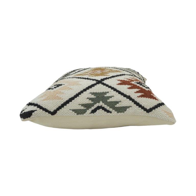 Handmade Cotton Kilim Cushion Cover 45x45 cm | Geometric Tribal Pattern | Boho Decorative Pillow Cover - Bulk manufacturer & supplier from Panipat, India