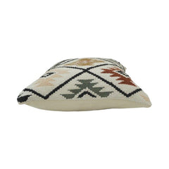 Handmade Cotton Kilim Cushion Cover 45x45 cm | Geometric Tribal Pattern | Boho Decorative Pillow Cover