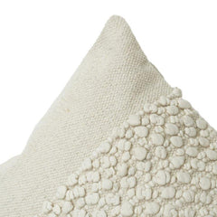 Handmade Textured Cotton Cushion Cover 45x45 cm | Neutral Boho Throw Pillow Case with Tufted Center Panel