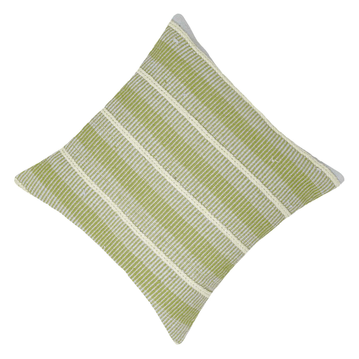 Handwoven Green & Ivory Textured Cushion Cover | 45x45 cm | Cotton Woven Decorative Pillow Cover