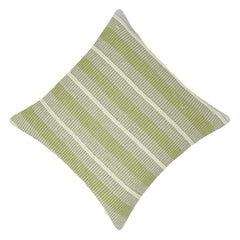 Handwoven Green & Ivory Textured Cushion Cover | 45x45 cm | Cotton Woven Decorative Pillow Cover